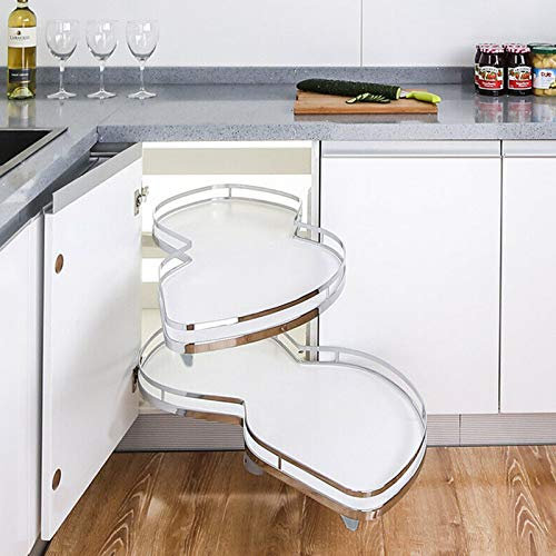 SHENJIA Kitchen Corner Carousel, Corner Cabinet Pull Out Storage for 36/900mm Cabinets, Double Shelf Organizer for Increased Storage Space in Kitchen Cabinets