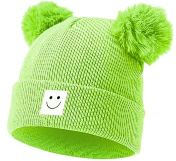 Baby Beanie Hat Toddler Infant Winter Knitted Hat Kids Soft Warm Pom Pom Beanie Cap for Boys Girls (US, Age, 6 Months, 36 Months, Light Green)