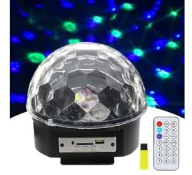 Sfera Luminosa RGB Rotante con Altoparlante Bluetooth – Luce LED per Feste, Musica Sincronizzata, Telecomando e USB – Effetti Luce per Party, Discoteca, Eventi