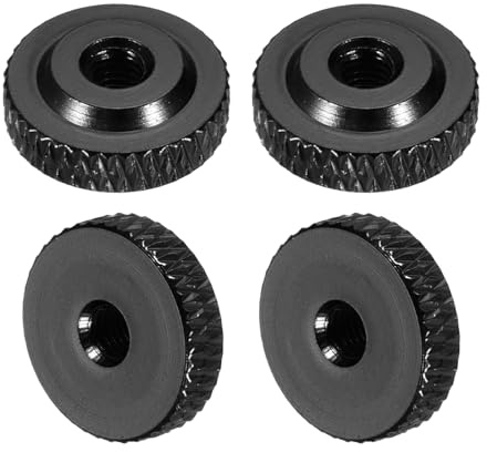 sourcing map 4 dadi zigrinati, M4 x 14 mm x 5 mm, femmina in alluminio, con foro passante piatto, per parti di stampante 3D, macchine, fai da te, nero