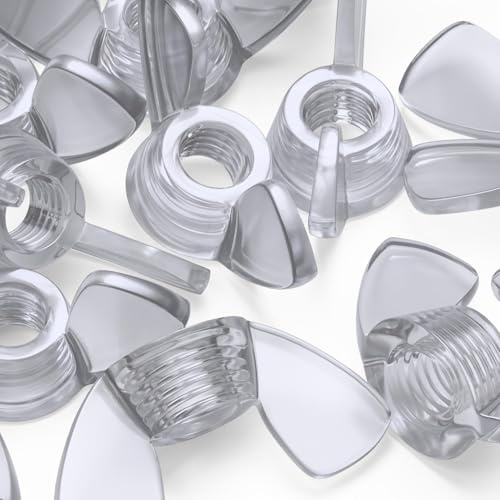 50x Dadi a Farfalla M5 Trasparenti Acrilici, Viti in Plastica Acrilica