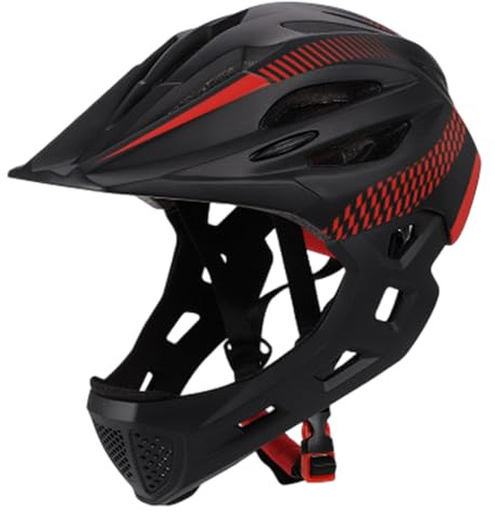 Peosaard Casco Integral, Casco de Bicicleta de montaña, Bicicleta para niños Ajustable de Cara Completa con protección Multicapa, Transpirable y absorción de Impactos para Exteriores