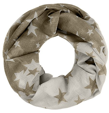 Autiga Schlauchschal Loopschal Rundschal Sterne Stars Flower Infinity Tube Scarf zweifarbig braun