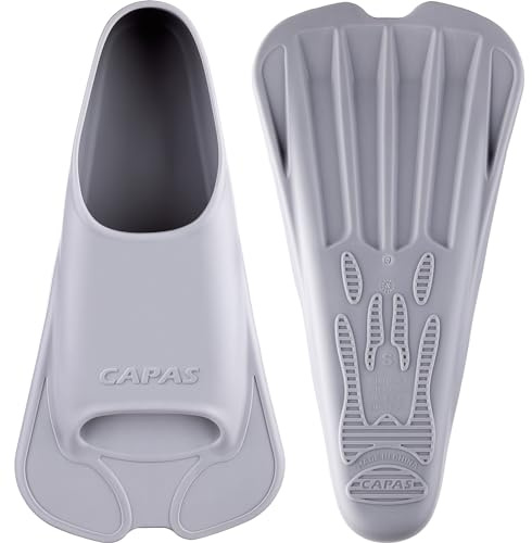 CAPAS Palmes d'entraînement en Silicone, Palmes flottants Confortables à Lame Courte, avec Sac en Filet pour Adultes, Hommes et Femmes, pour Augmenter la Force des Jambes