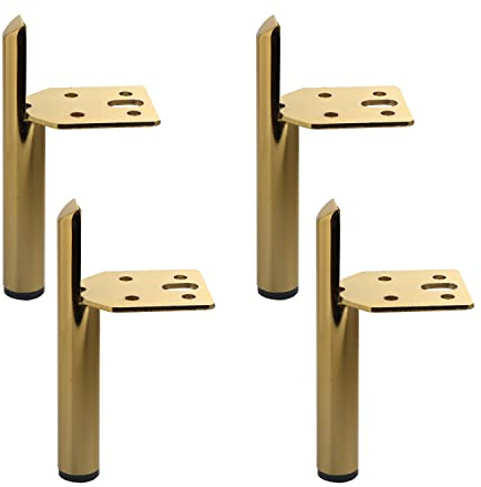 Osring Modern Furniture Legs 5 Inch Metal Furniture Table Leg Gold, Steel Side-Mounted Sofa Cabinet Feet Set of 4, Also for Home Coffee Table Feet DIY Replacement