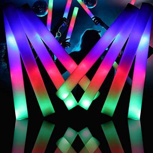 Jiahz Glow Sticks Bulk, 110 PCS Foam Glow Sticks, LED Foam Sticks in The Dark Party Supplies with 3 Modes Colorful Flashing, Wedding, Concert, Party, Raves, Events, Birthday