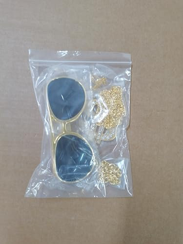 Wishstar 4 Stück Zuhälter Kostüm Set, Gangster Gang Dollar Kette, Retro Sonnenbrille Goldene, 70er 80er 90er Hustler Hip Hop Rapper Kostüm Accessories, goldkette für Fasching Karneval Thema Party