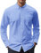 J.VER Herren Oxford Hemd Solid Casual Button Down Kragen Hemden Langarm Kleid Shirts mit Tasche, Blau, 6X-Groß