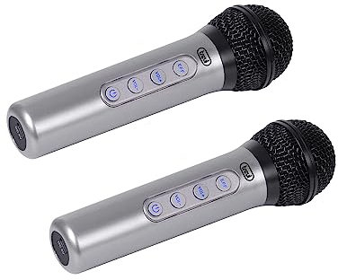 Trevi EM 415 R Set 2 Microfoni Wireless Dinamici Unidirezionali 2.4GHz con Ricevitore Universale Jack 6,3mm, Effetti Sonori, Batterie Ricaricabili USB Type-C, Karaoke, Live, Eventi, Conferenze