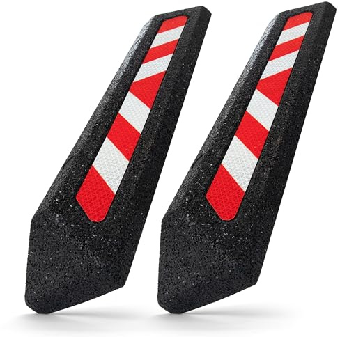 TopRubber 2X Radstopper in Schwarz, Reflektierend 570x140x75, zum Kleben