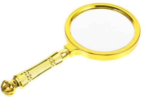 HOMSFOU Gold Plated Magnifier Handheld Magnifying Glass with Handle Reading Magnifiers for Elderly Jewellery Crafts Coins Circuits Hobbies Models 1 X Magnifier