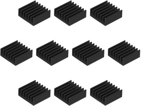 sourcing map 10Pcs 14x14x6mm Heatsink Aluminum Radiator Heat Sink Cooling with Fixed Sticker for Chip CPU, Power Transistor, FET, IC, Power Amplifier,Black