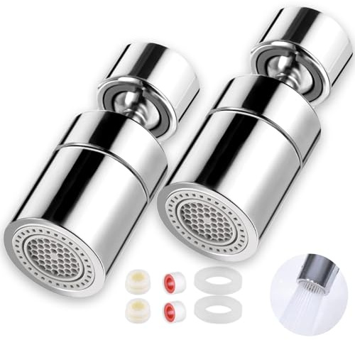 2 Pcs accessoire robinet, rallonge de robinet, fixation de robinet de cuisine, fixation de robinet, fixation de robinet à 360 degrés, adaptée aux cuisines, salles de bains et raccords de toilettes