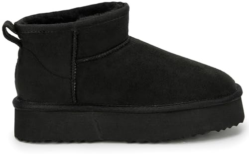 Polar Women s Platform Boots Slippers Faux Suede, Flexible Waterproof Anti Slip Rubber Sole With Memory Foam, Faux Fur-Lined Slip-On Slippers, Ladies Walking Shoes for Indoor & Outdoor