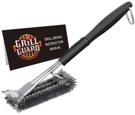 BBQ Grill Reinigungsbürste & Schaber - Grilldrahtbürste für Grill - 34cm Edelstahl Grillrostreiniger - Grillzubehör & Werkzeuge für Weber Gas/Holzkohle/Elektro/Infrarot - Geschenke für Männe (Medium)