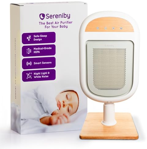 Sereniby Air Purifier for Baby | Proprietary Safe-Sleep Design | Medical-Grade HEPA Filtration | Laser-Accurate Air Quality & Temp Sensors | Smart Parent-Approved Features