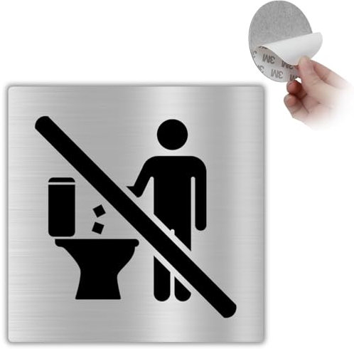 LEIASA | Señal Adhesiva No Tirar Papel al Inodoro - 10x10 cm - Grosor 0.8 mm - Aluminio - Cartel WC - Rótulo Prohibido Papel en Baño - Señal Baño - Cartel Adhesivo 3M WC (Señal No Tirar)