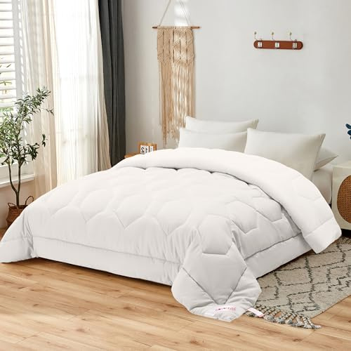 NOVOTEXTIL Edredón Relleno Nórdico Cama 135 (220x220) para Verano y Entretiempo, Edredón Bicolor de Fibra 180 gr/m² - Nórdico Suave, Ligero, Reversible y Transpirable (Blanco)