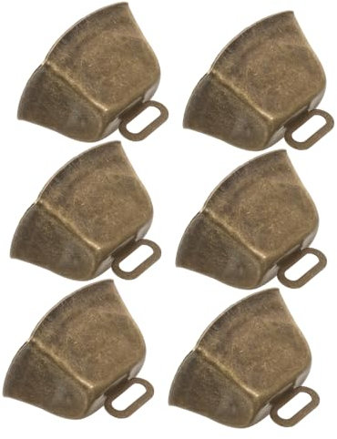 Amosfun Lot De 6 Cloches à Vache Métal Vintage Cuivre Patiné, Mini Cloches Carrées Robustes, Son Puissant Et Distinctif, pour Chiens, Moutons Et Pâturage, Décoration Suspendue Multifonctionnelle