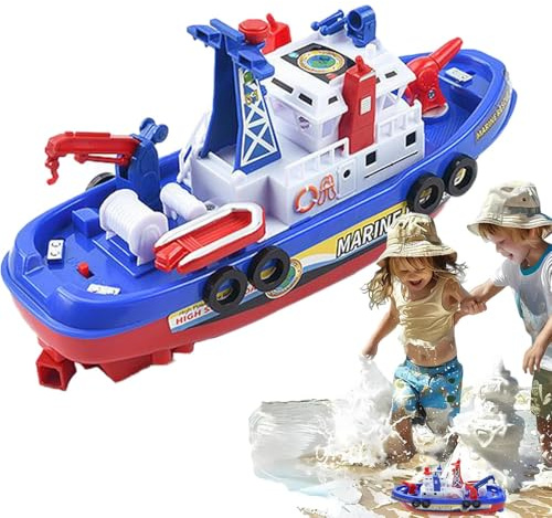 Fire Boat Toy – ABS 23x11x8cm | Electric Fire Boat Toys Water Play Games | Battery Operated Ship With Automatic Water Spray For Kids Bath Time, Pool Fun, And Interactive Waters Play