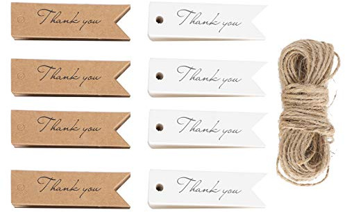 Haofy Étiquettes de Remerciement en Papier Kraft avec Ficelle, étiquettes Cadeaux élégantes pour Articles Fabriqués à la Main, 400 Pièces pour Cadeaux et Projets de Bricolage