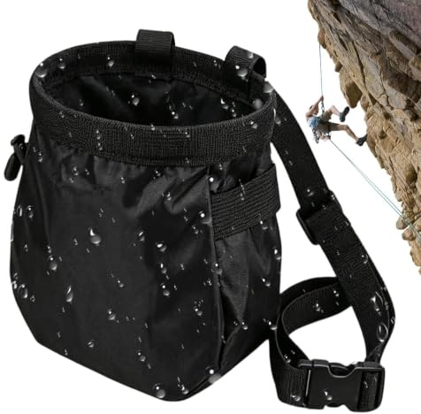 Chalkbag för klättring med ytterficka och vattentät | Med justerbart bälte, kritpåse för tyngdlyftning för klippklättring boulder, klättervägg, tyngdlyftning