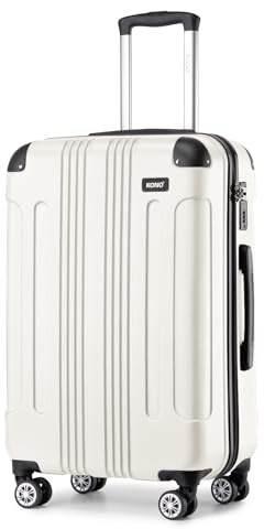 Kono 28 Inch Large Hard Shell Suitcase ABS Lightweight Luggage (Beige) | 4 Spinner Wheels, Combination Lock, 3-stage Handle, Water Resistant, Travel Suitcase for Bussiness Family Trip