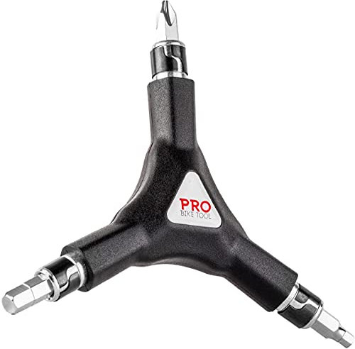 PRO BIKE TOOL Drei-Arm-Schlüssel - 6 in 1 Y Hex Schlüssel-Werkzeug - 6 austauschbare Bits - T25 & PH2 Schraubendreher - Multifunktionswerkzeug & Radpflegewerkzeug, Multitool, Fahrrad Werkzeug