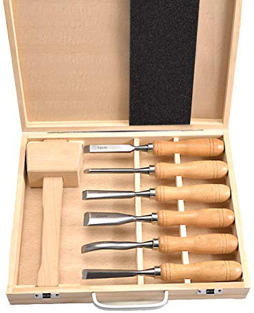 Set D'Outils De Sculpture Sur Bois 9 Pcs,Boite En Bois Set De Couteaux De Sculpture Sur Bois IdéAl Pour Les DéButants Et Les Professionnels