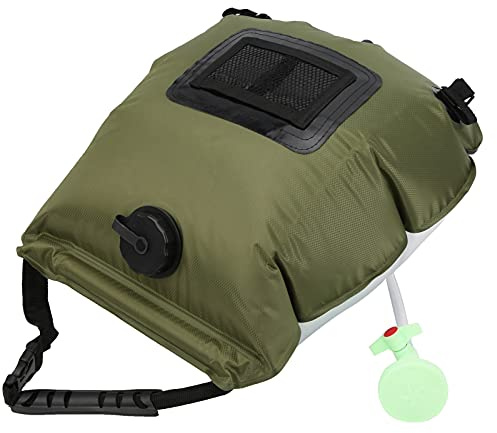 Outdoor Solar Heated Shower Bath Bag, Portable Water Storage Bags for Shower, 20 Liter Camping Shower Bag Kit with Thermomete, Storage Mesh Bag, Handle, Hose and Shower Nozzle