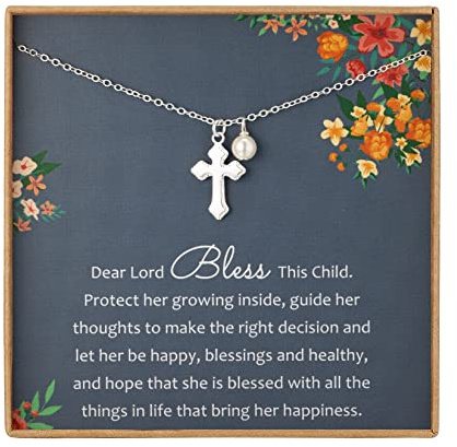 AnalysisyLove Sterling Silver Dainty Cross Necklace for Girls, Baptism Gifts for Girl, First Communion, Confirmation Gifts for Teenage Girl, Easter Jewelry Christian Birthday Gifts
