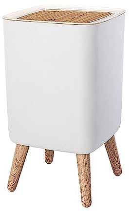 WanWanKa Mini White Plastic Trash Can, 2.6 Gallon Capacity, Slim Design, Anti-Odor, Easy to Clean, Suitable for Any Place
