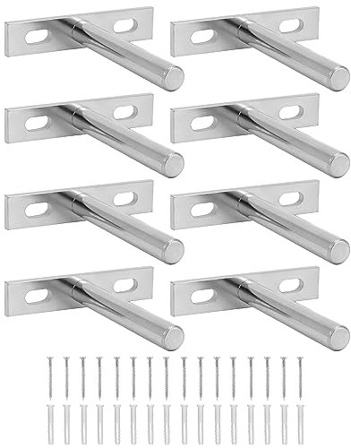 QWORK® 8 Stück Unsichtbar Regalträger - 75mm - Schwebende Regalhalterungen aus Massiveisen für Wand Montage Dekoration Kabinett Möbel