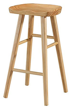 Hocker Bar Massivholzstuhl Frühstückstheke 75cm Höhe mit Fußstütze für Küche Wohnzimmer Restaurant Cafe Pub (Farbe: Helles Holz) Interesting