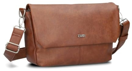 Zwei Damen Handtasche Mademoiselle.M M60 Umhängetasche 3 Liter breite Crossbody-Bag Magnetklappe Reißverschluss inklusive Schlüsselband klassisch-elegante Abendtasche (cognac)