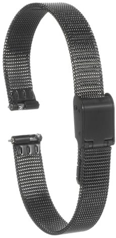 sourcing map Edelstahl-Maschen-Uhrenarmband 10mm Schnellverschluss Verstellbares Metallarmband für Männer Frauen, Schwarz