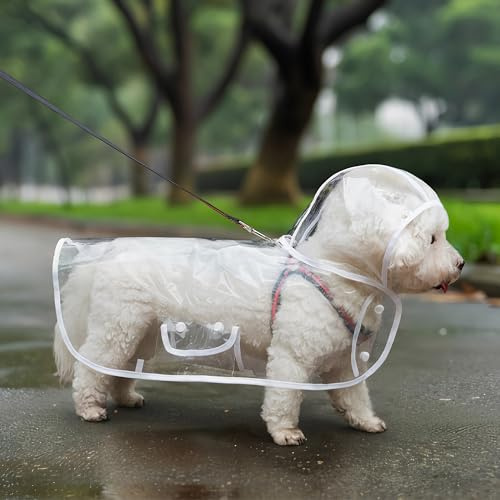 Syiyunran Giacca Antipioggia Per Cani Impermeabile - Bianco, 1pc, Mantella Cane Idoneità per con un peso di 3.5-4.5kg, Giacche Facili da Indossare, Antivento e Cane Taglia Piccola
