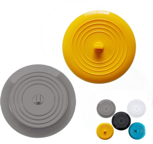RQzaufania 2-Pack 15 cm Silikon Badkarspropp, Avloppspropp Universal Diskbänksplugg för Diskbänk, Handfat, Badkar (Gul och Grå)