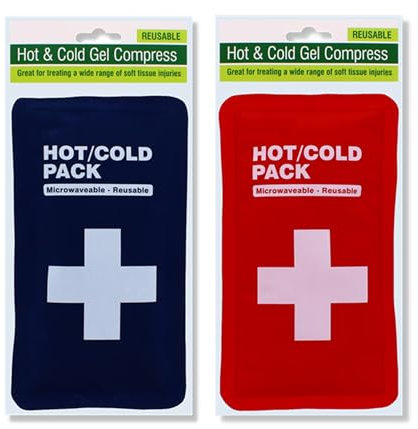 1pk Reusable Hot and Cold Gel Pack for Pain Relief – Microwavable & Freezer Safe Compress, Blue & Red Colours- (Random Colour Shipped)