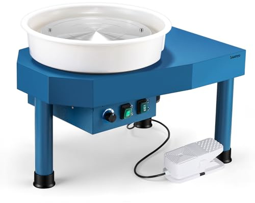 Huanyu Tornio da vasaio da 30 cm con Sistema Bat Tornio da vasaio Elettrico da 350 W con Doppio Comando Manuale/a Pedale per Adulti e Principianti con Kit di Strumenti per Ceramica