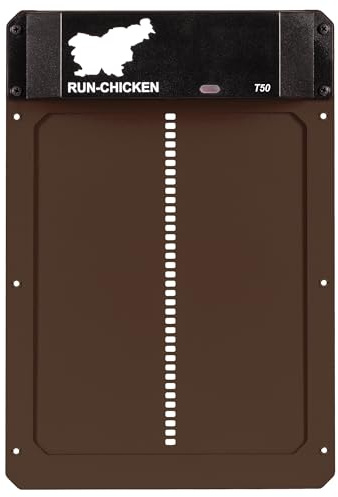 RUN-CHICKEN Porta T50 – sportello automatico per polli in alluminio, funziona a batteria e resistente agli agenti atmosferici, controllo tramite app e timer, sicuro dai predatori, installazione