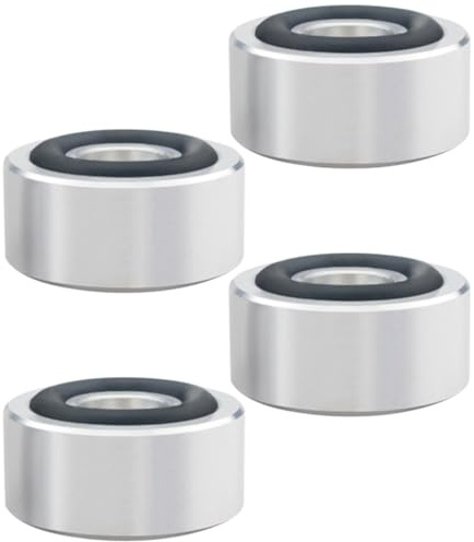 DIKACA 4Pcs Aluminum Alloy Speaker Isolation Feet Vibration Dampers for Subwoofer Stand with Floor Protector Pads, Turntable Isolation Platform for Audio Equipment