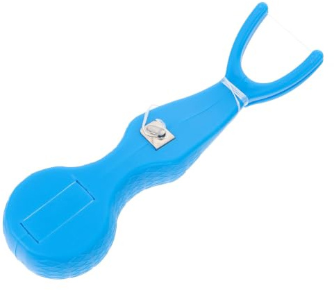 Portahilos Dental Reutilizable Azul de Abs y Nylon para Limpieza 360°