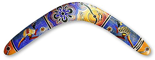 Boomerang Fan Aboriginal Droitier | Bipales en Bois | Portée 30m | Fabriqué en France | Expert 16+