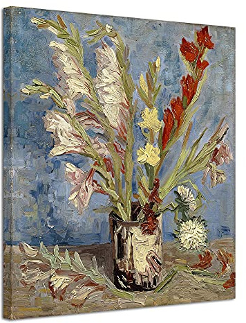 Wieco Art Vase with Gladioli and China Asters Large Modern Floral Canvas Prints Wall Art by Van Gogh Famous Oil Paintings Reproduction Abstract Flowers Pictures for Office Decor