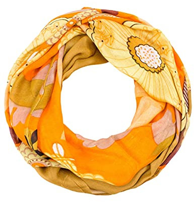 Sunsa Damen Loop Schal. 100% Baumwolle Schlauchschal für Frühlings/Sommer. Dünn Loopschal mit Blumen Design. Tücher und Schals als Frauen Geschenk