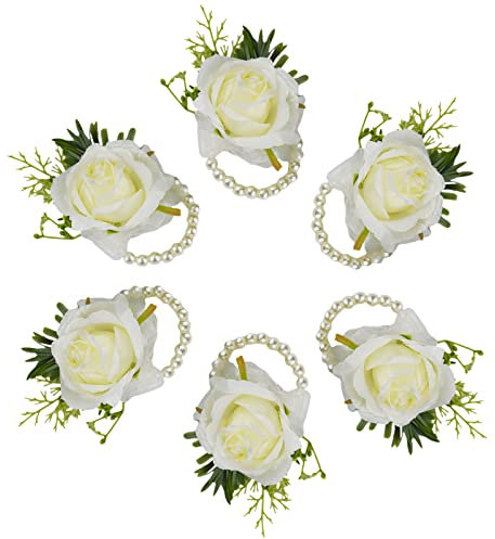 Maizoon Boda novia dama de honor, flor de muñeca para planificación de eventos, hecho a mano, paquete de 6