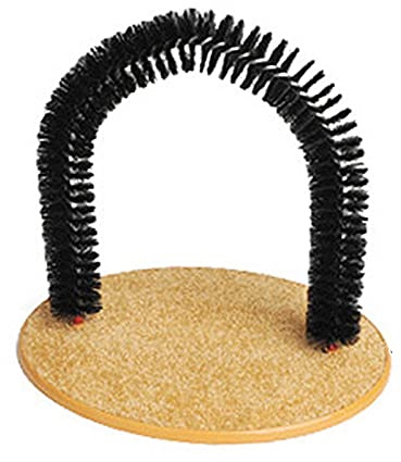 Cepillo de cerdas de arco de gato y base de alfombra, masajeador rascador para controlar el desprendimiento de pieles y garras sanas Sakamura