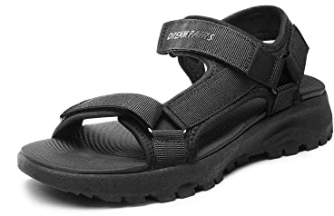 DREAM PAIRS Sandali Sportivi Piatti Donna Estate Leggere Scarpe da Spiaggia Sandali da Trekking Comodi e Casual Donna,Size 38,Tutto Nero,SDSA2320W-E