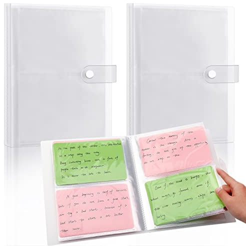 Eaasty 2 Pack 4x6 Index Card Holder Organizer 320 Cards Clear Binder for Flashcard, Notecard and Recipeplastic Sleeves Indexcard Booklet Folder